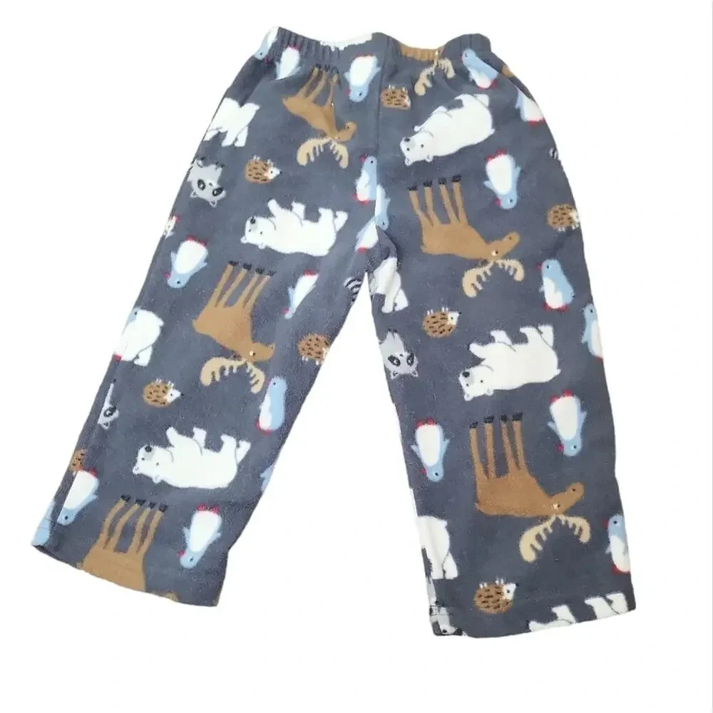 Carters Pants Fleece Moose Bear Raccoon Heghog